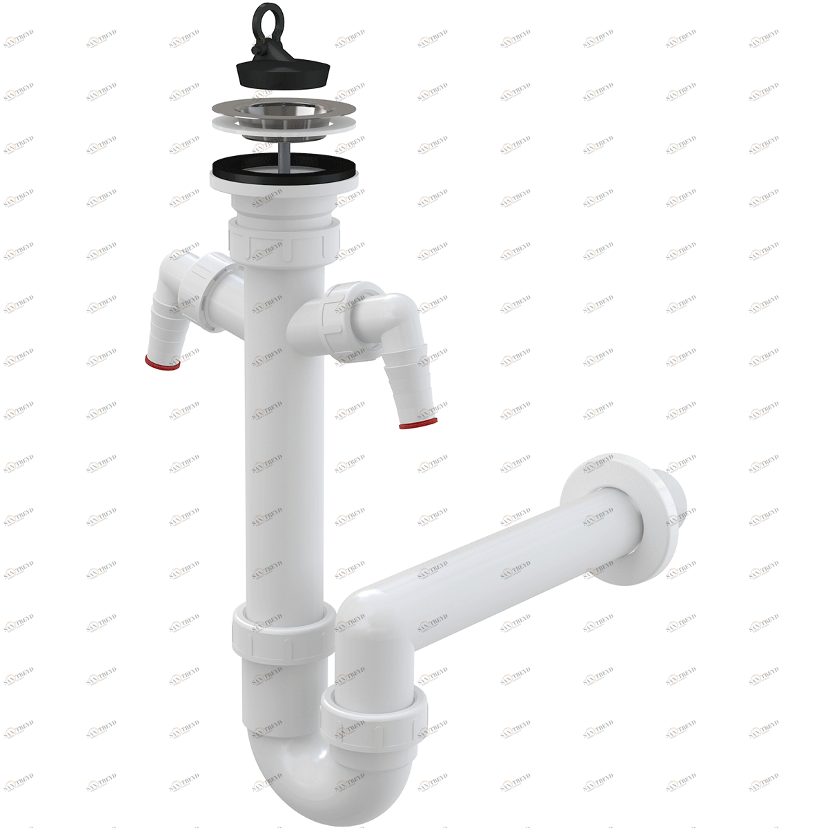 Сифон трубчатый с нержавеющей peшeткой DN70 и двумя штуцерами ALCAPLAST A820DN40