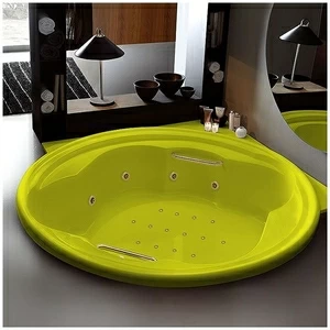 Ванна Gruppo treesse Ninfa V659A-ZZ жёлтая с гидромассажем аэромассажем дезинфекцией и пультом ДУ круглая большая с золотой фурнитурой