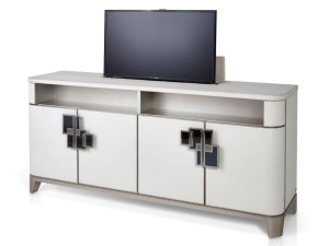 Кожаный шкаф для телевизора с распашными дверцами