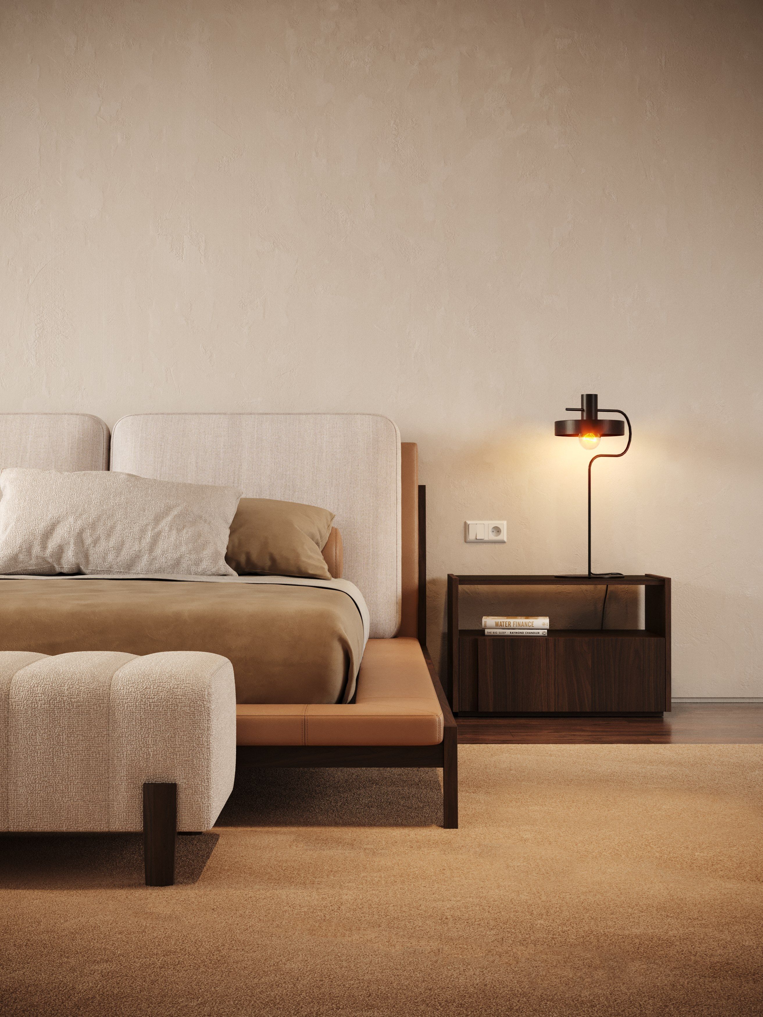 Двуспальная кровать из верблюда с мягким изголовьем Stylish Club Milos ARCH-00047409 - Вид №13