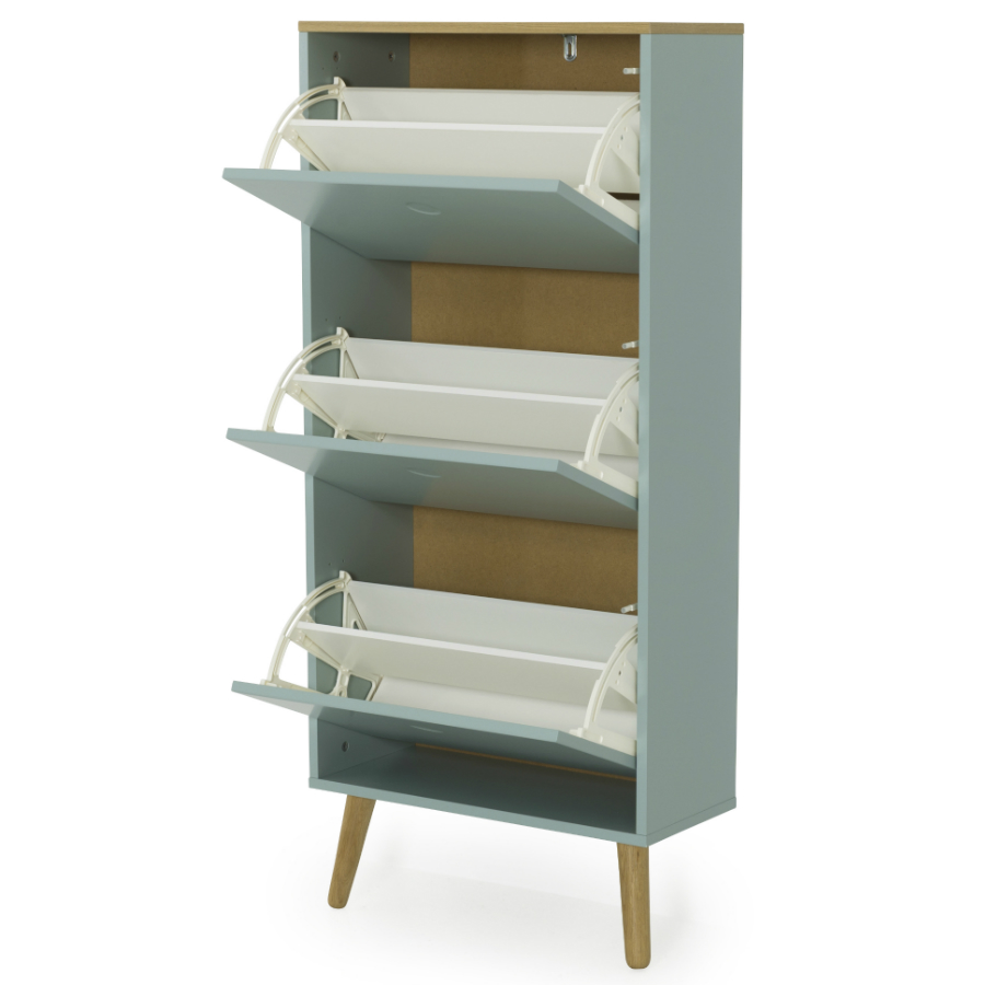 Шкаф для обуви Tenzo Dot, 128х57,5х24 см, дуб, светло-зеленый 1657676 - Вид №2