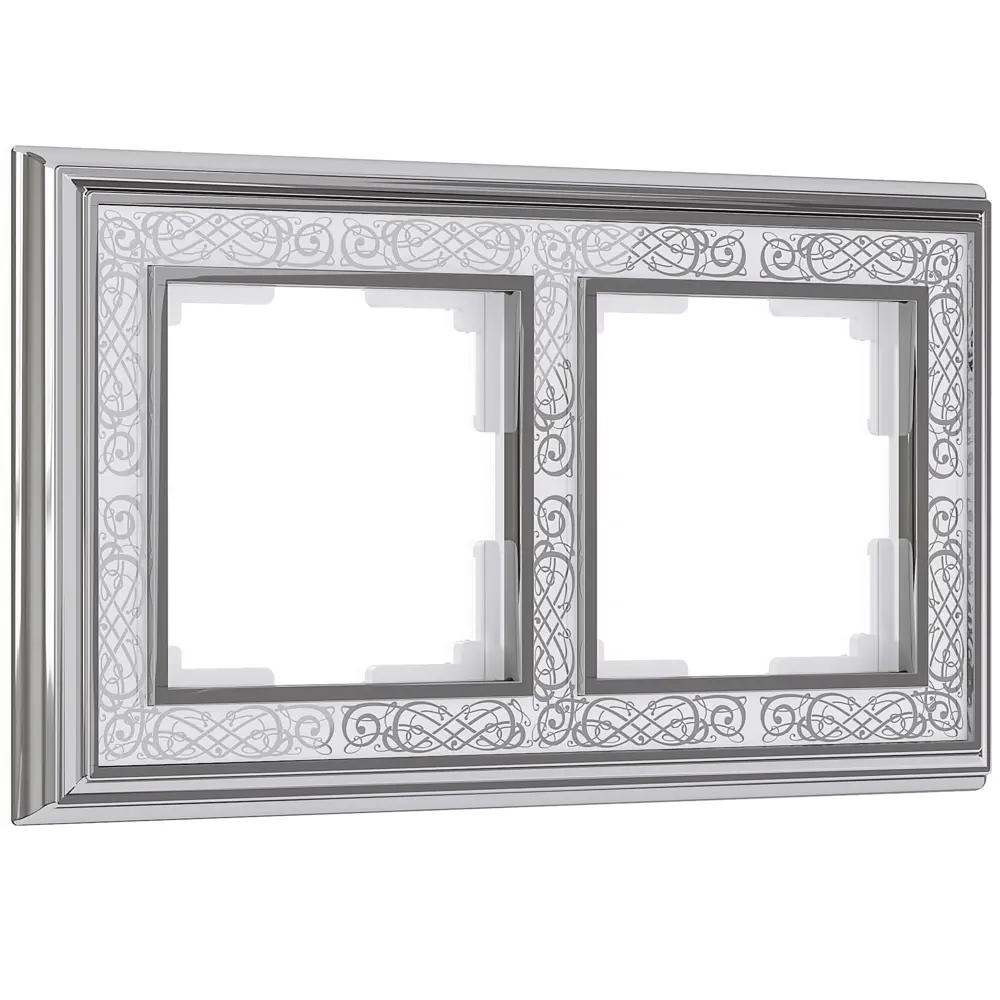 Рамка для розеток и выключателей Werkel Palacio Gracia 2 поста цвет белый хром STLM-2024069