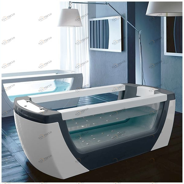 Ванна Gruppo treesse Vision STA-V138C-SE серая с аэромассажем стеклянная прозрачная серая STAV138CSE