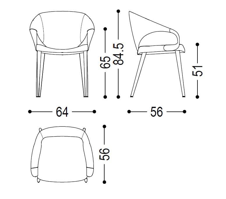Тканевый стул с подлокотниками Riva 1920 THEORY ARCH-00035010 - Вид №6