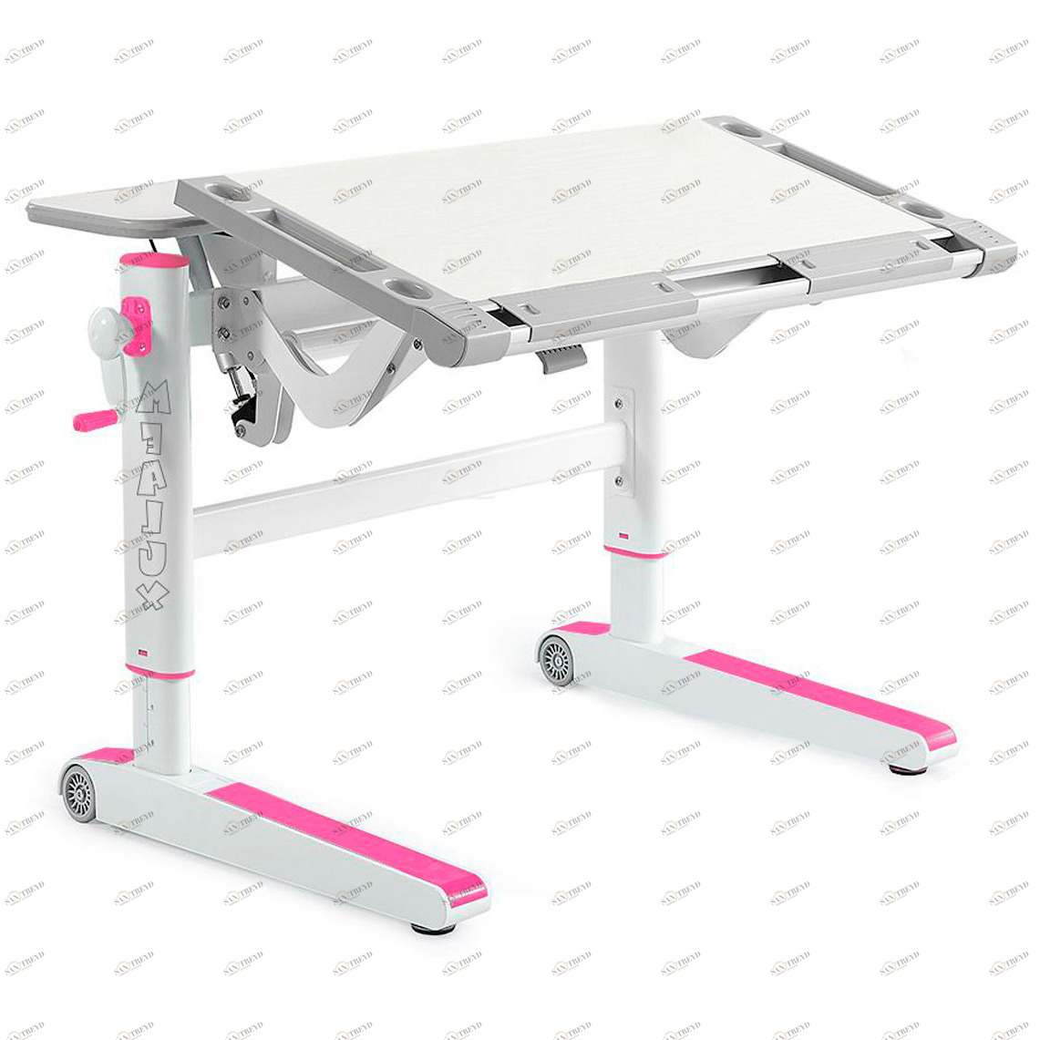 Парта Ergowood-L белый дуб, розовые накладки MEALUX  336111 Белый;розовый Santreyd 