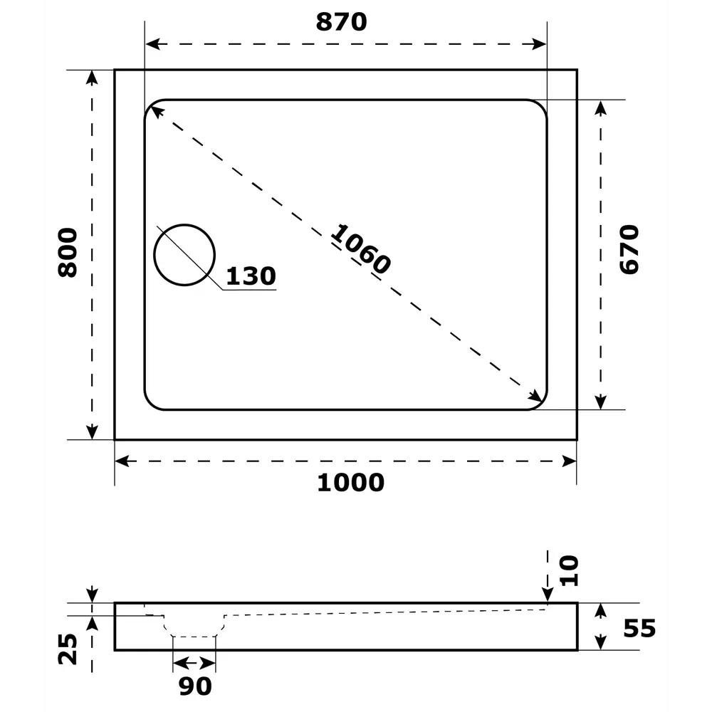 Душевой поддон Slim акрил 100x80 см Santreyd STLM-2210471 - Вид №2