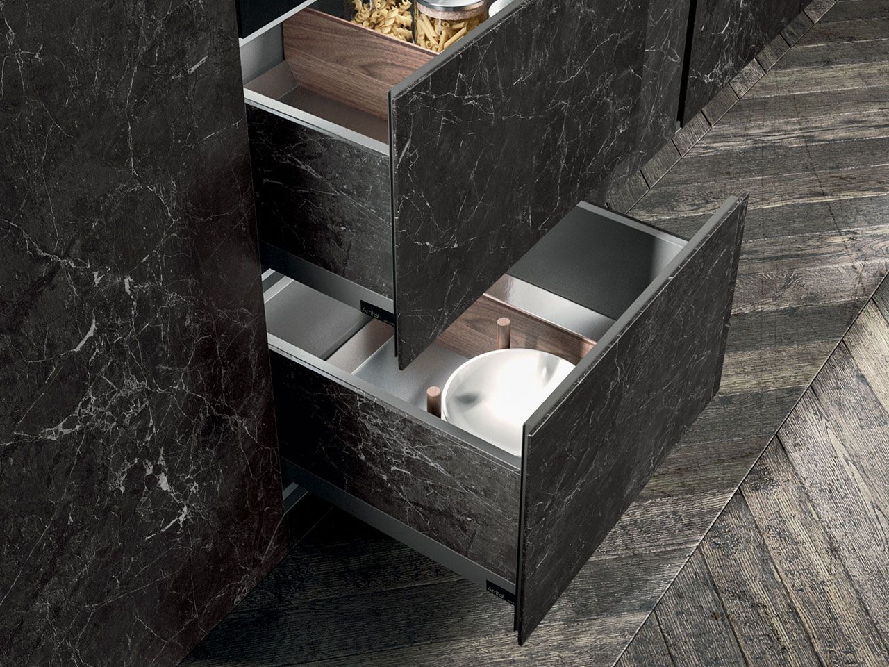 Встроенная кухня со встроенными ручками Arrital Ak_04 ARCH-00035930 - Вид №8