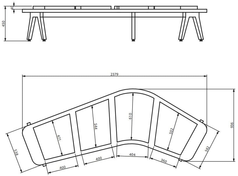 Модульная деревянная скамья и QM Foam без спинки Quinze & Milan Airbench ARCH-00063816 - Вид №6