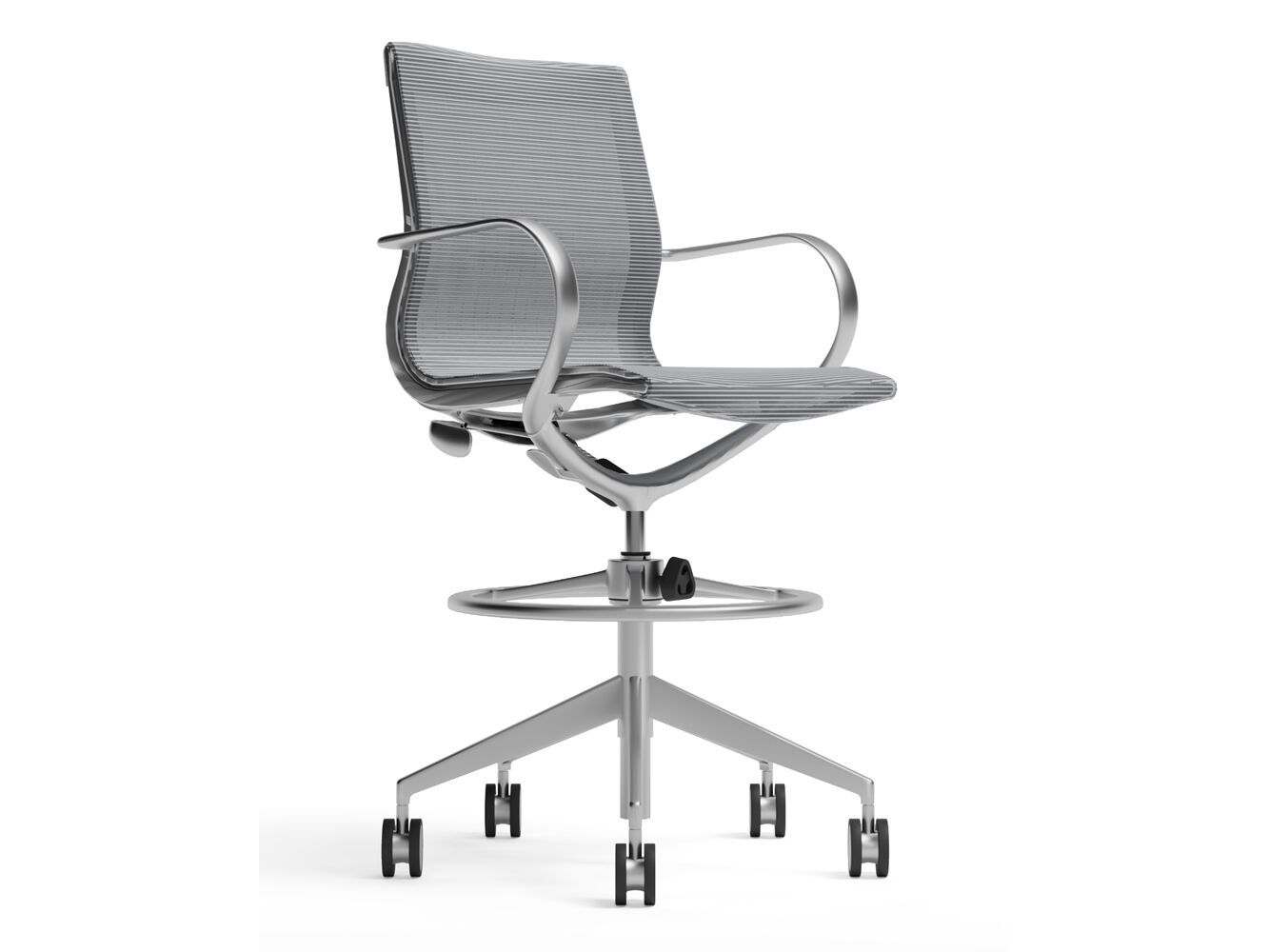 Алюминиевый поворотный рабочий офисный стул с колесами для чертежника WORKSPACE Sterling Mesh ARCH-00059667