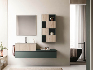 Подвесной шкаф для умывальника со встроенной раковиной