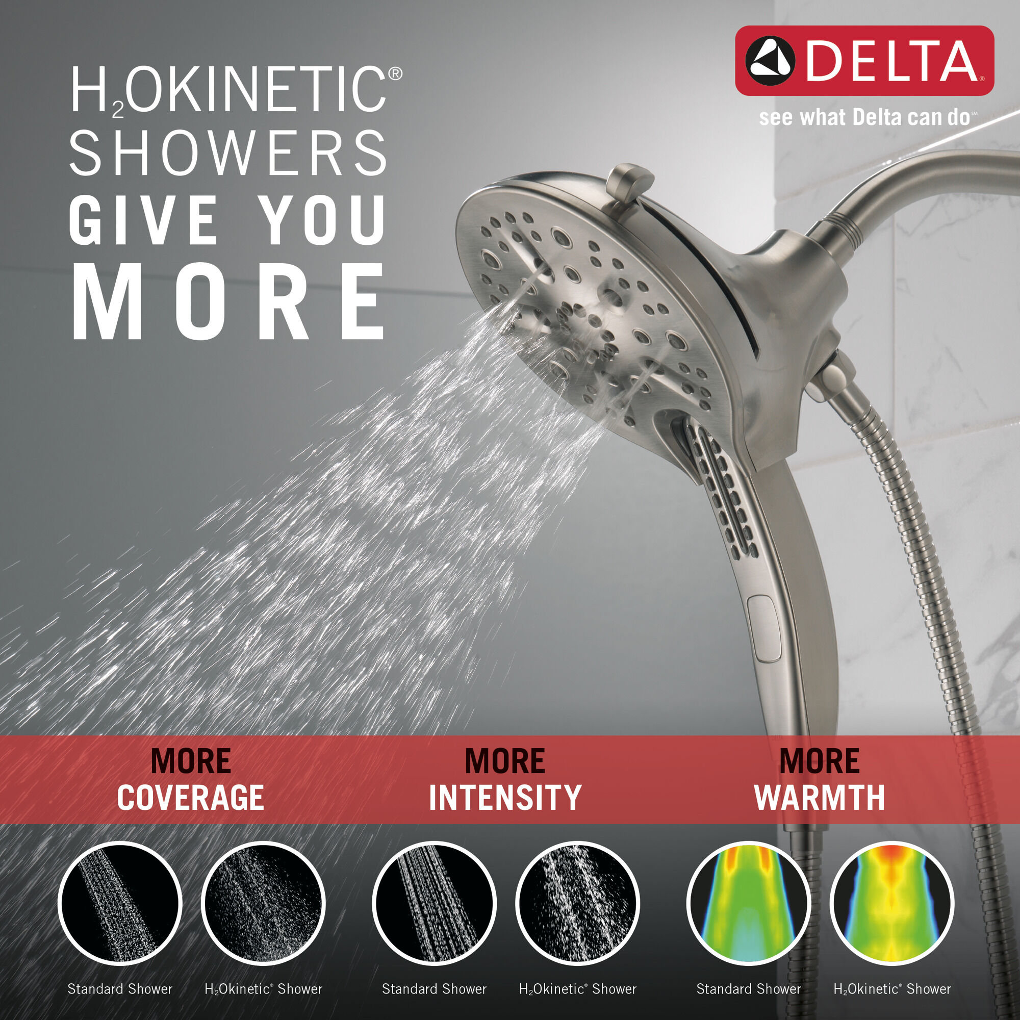 In2ition® H2Okinetic® Душ два в одном с 5 настройками Delta Faucet 58620-SS-PK - Вид №1