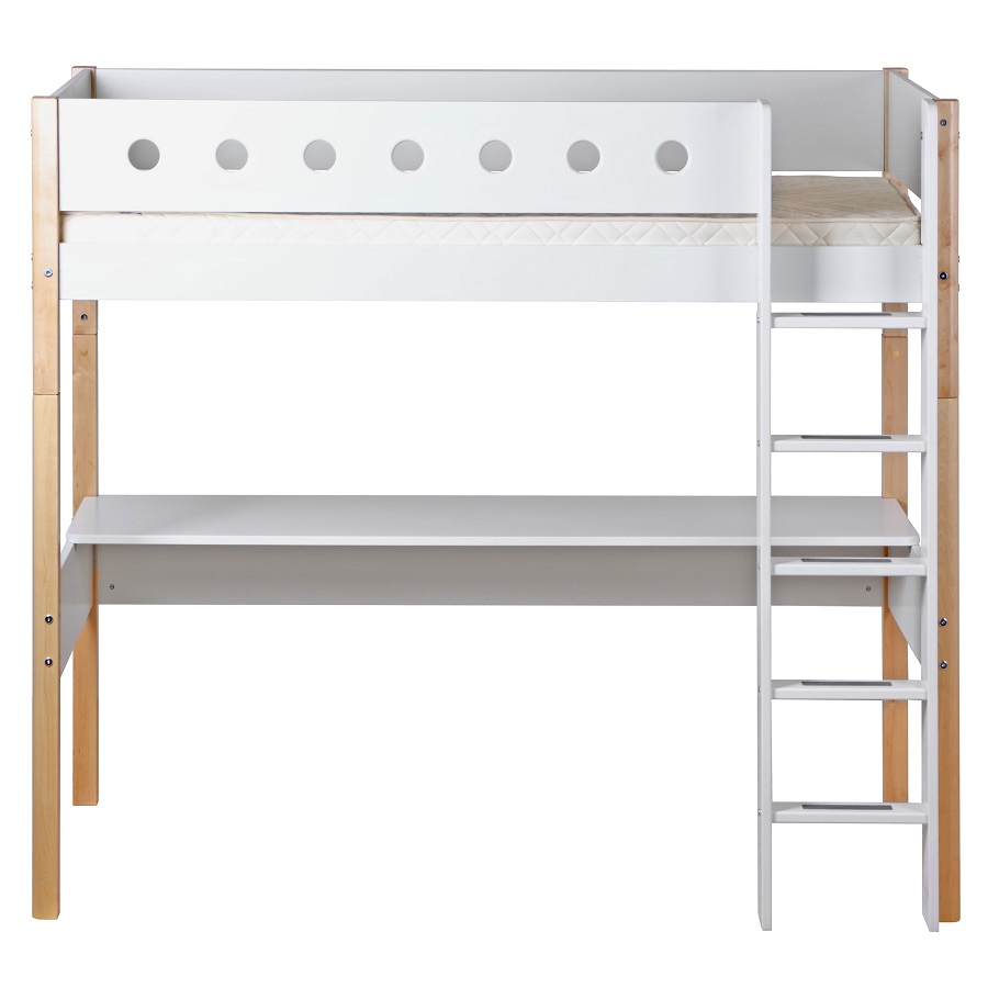 Кровать Flexa White высокая с прямой лестницей, 200 см, белая лакированная 801750295 - Вид №3