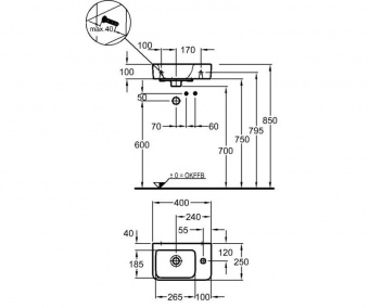 276140000 Подвесная раковина настенная прямоугольная Keramag  белая  - Вид №4