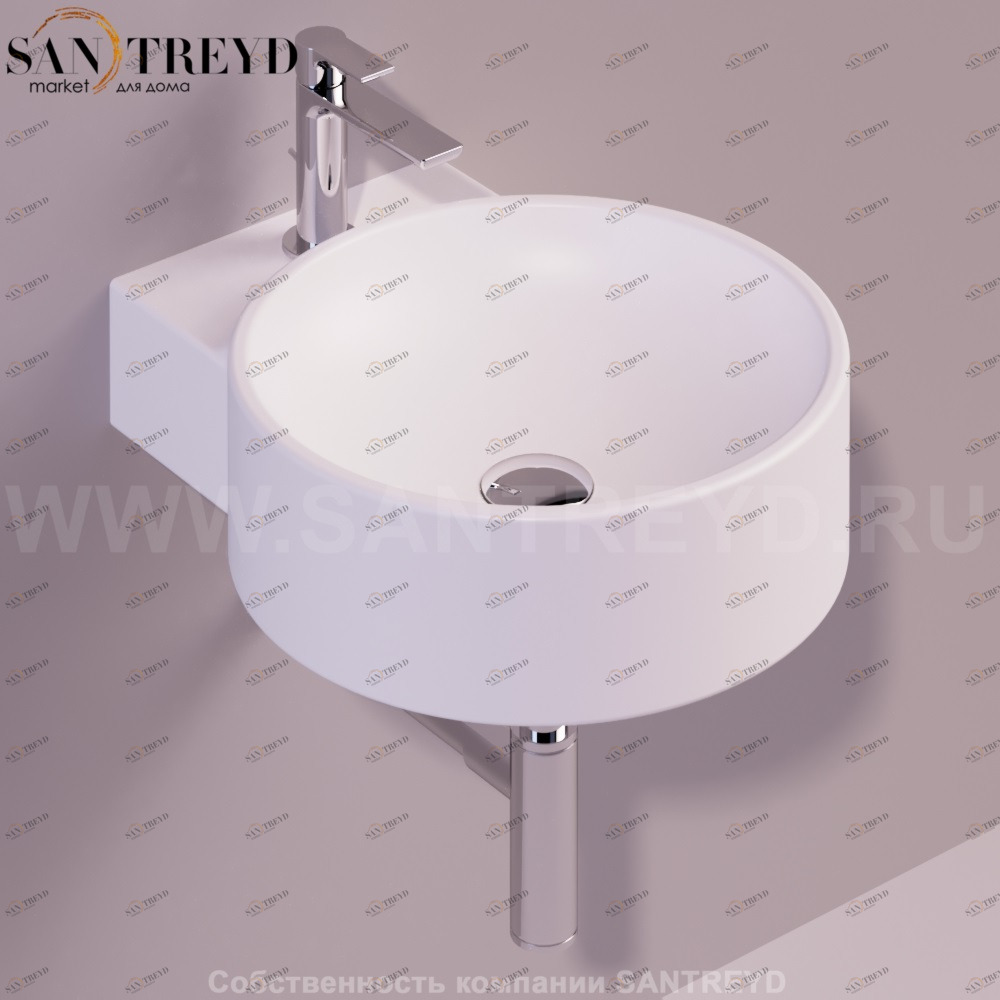 FL14BIANCOMATT Подвесная раковина настенная круглая Simas Flow белая