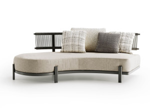 2-местный изогнутый тканевый садовый диван