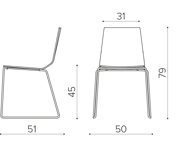 MA 1005 Wooden chair with steel sled base True Design Marina - Вид №1