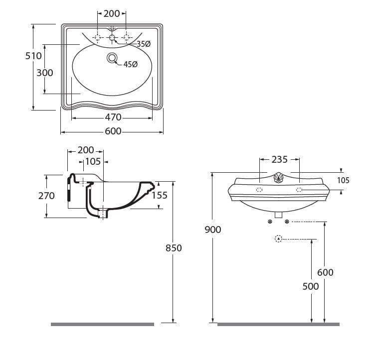 Керамическая подвесная раковина Azzurra Ceramica Jubilaeum ARCH-00111572 - Вид №2