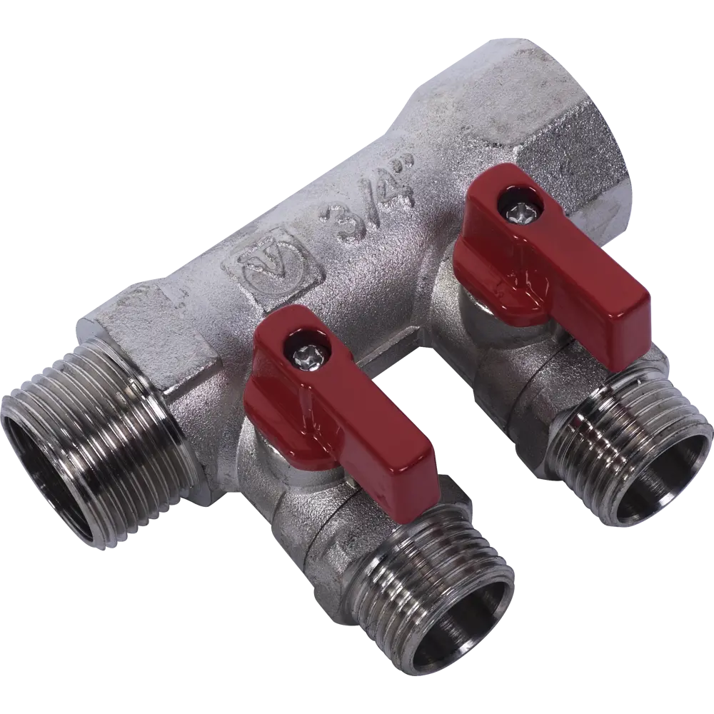 Коллектор с кранами и наружной резьбой Valtec на 2 выхода 3/4"x1/2" VTc.580.N.0502 STLM-2020055