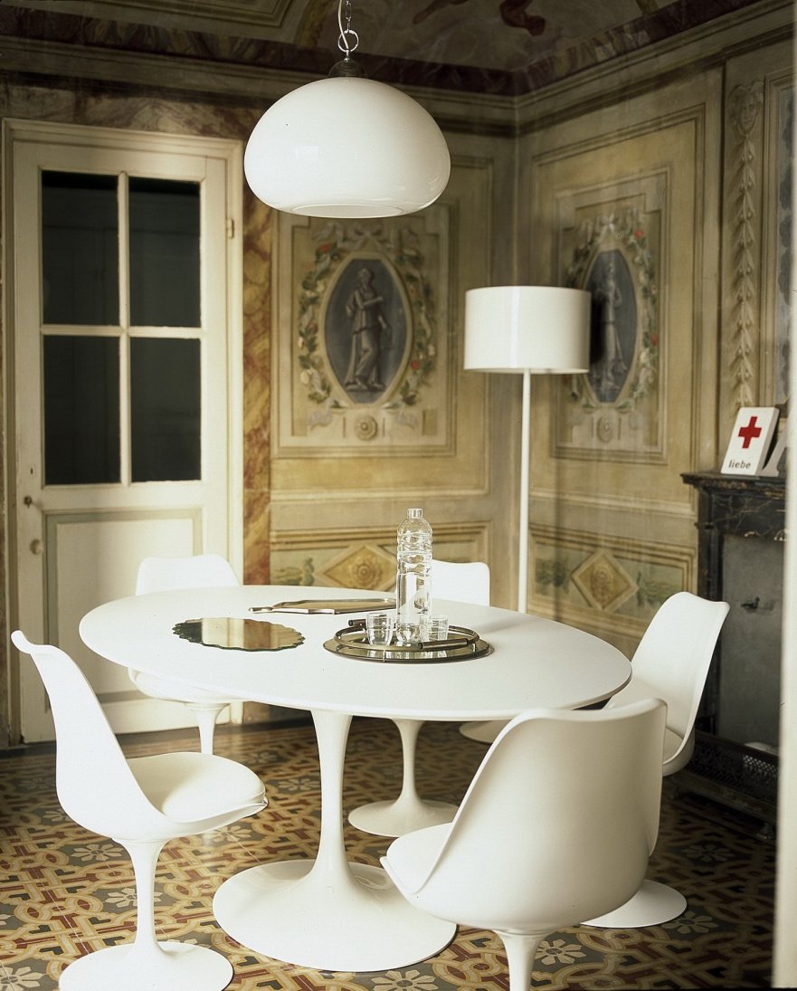 Обеденный стол круглый белый глянцевый 110 см Eero Saarinen Style Tulip Table SOHO DESIGN TULIP 131563 Белый - Вид №4