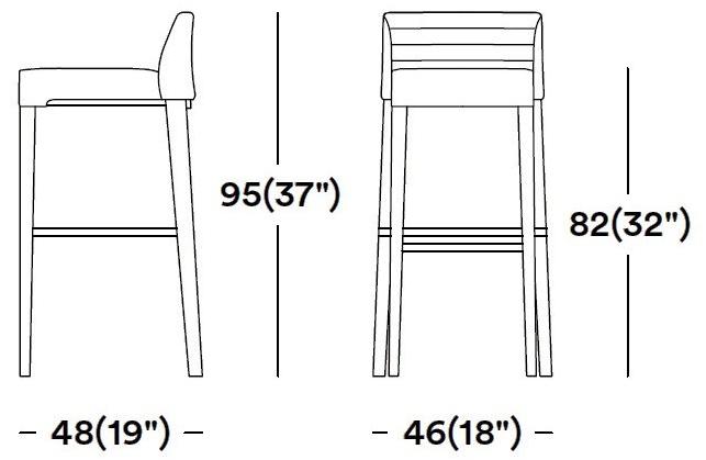 Tirolo Табурет из массива дерева и ткани со спинкой Ginevra 031 sg - Вид №1