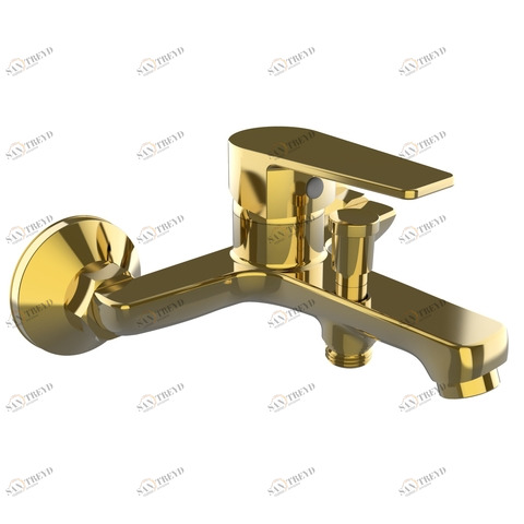 Orange Loop M26-100Gold однозахватный ванно/душевой смеситель с душевыми аксесуарами (шланг, лейка, держатель). Цвет: золото Хром sun-id-1517329