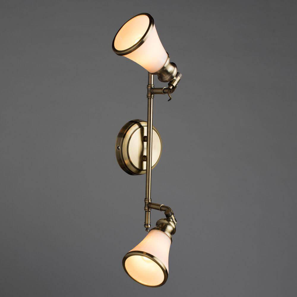 Спот настенный с белыми плафонами бронзовый Arte Lamp A9231AP-2AB ARTE LAMP 81 BRONZE 00-3926287 Белый;бронза  - Вид №1