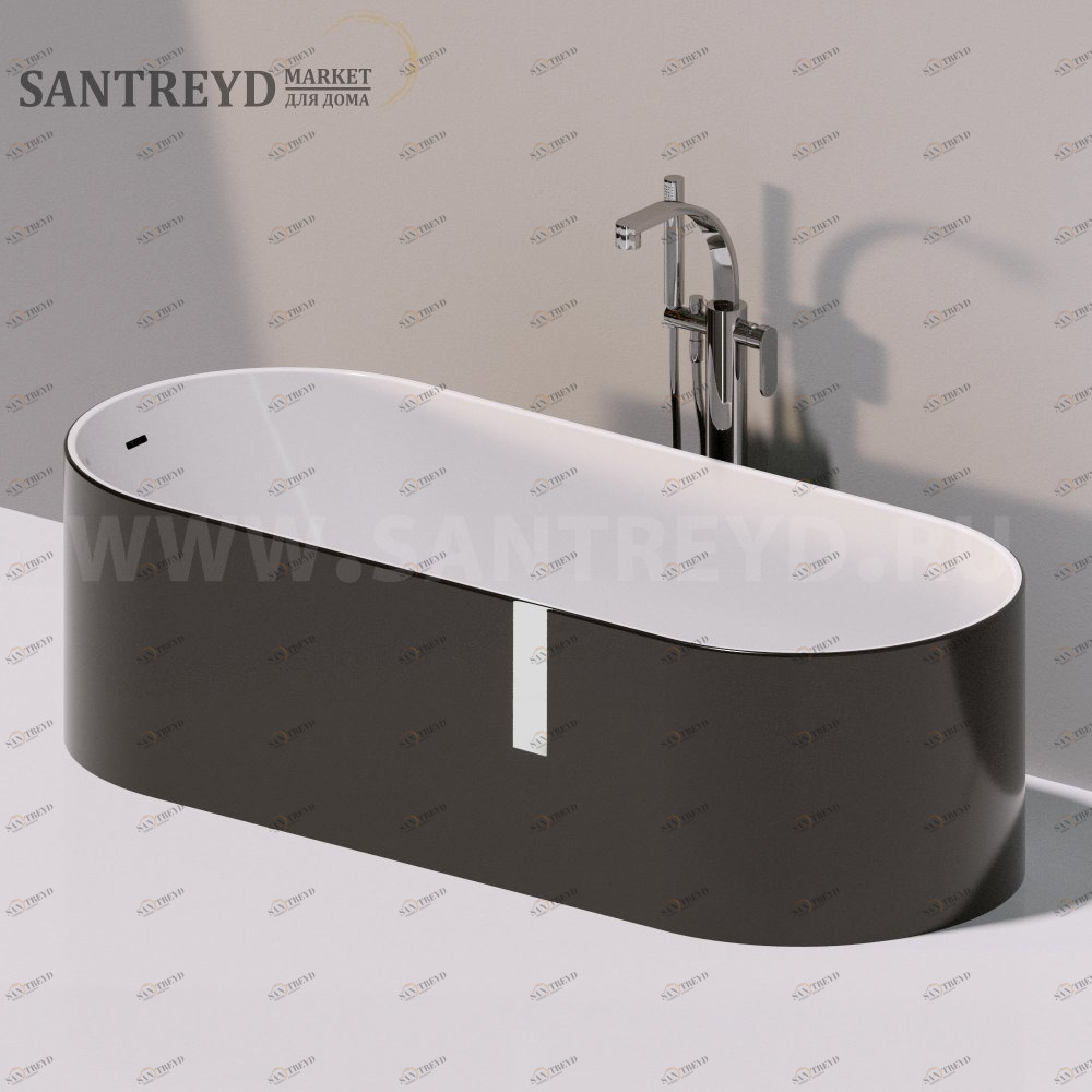Ванна свободностоящая OVAL 170 см черная Ceramica Flaminia OV170BCNERO