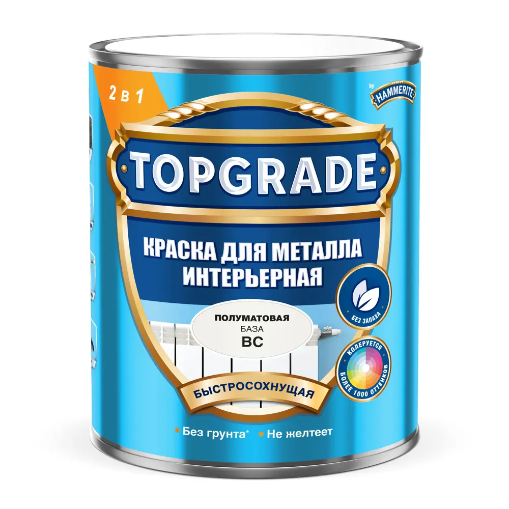 Грунт-эмаль по металлу 3 в 1 Topgrade гладкая цвет прозрачный база BC 0.9 л STLM-2208527