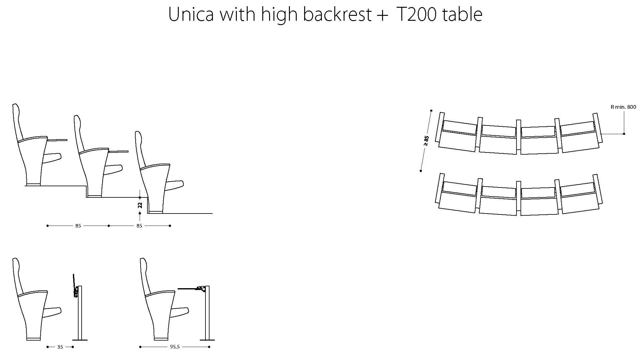 Кресло для аудитории с подголовником LAMM UNICA ARCH-00058450 - Вид №5