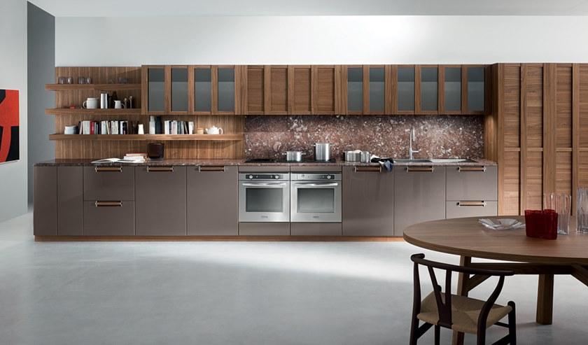 Composit Линейная кухня из лакированного дерева с ручками Noisette sun-id-1468359 - Вид №1