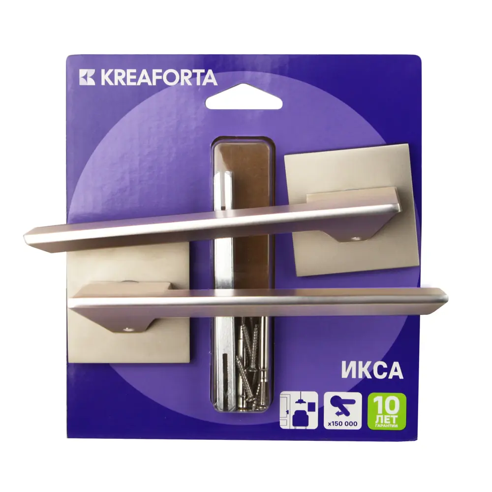 Дверная ручка на розетке KREAFORTA Икса без запирания цвет никель STLM-2063432 - Вид №3