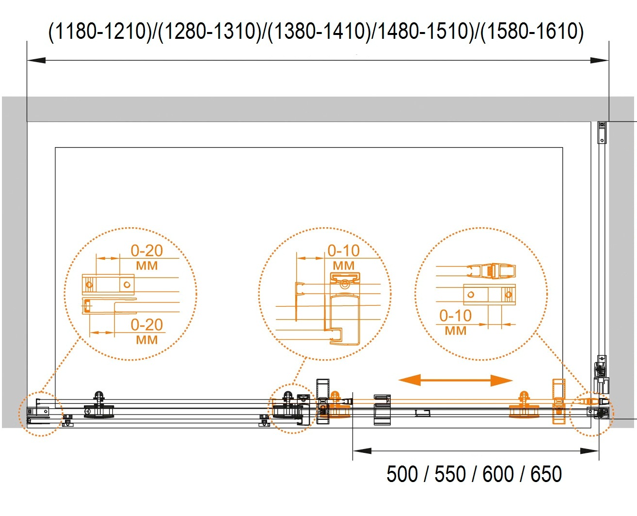 Душевая дверь в нишу CEZARES STYLUS-O-M-BF-1-150-C-Cr - Вид №7