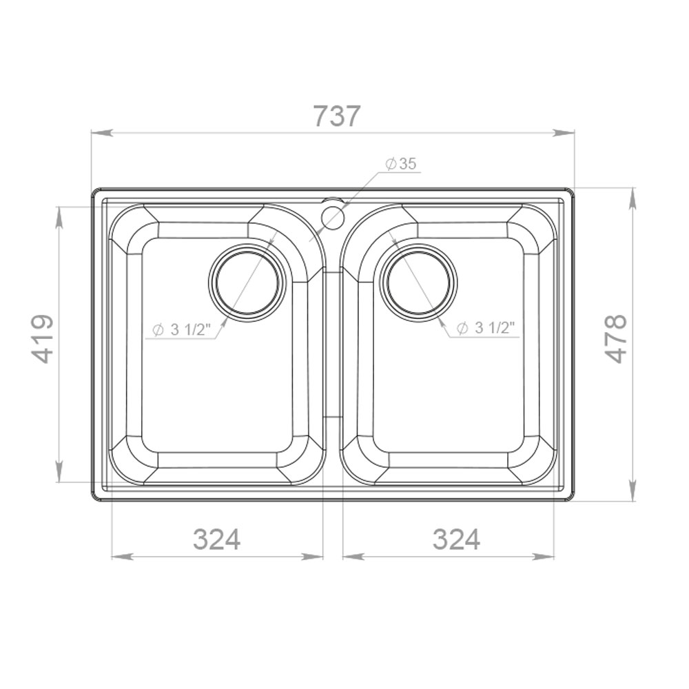 RQ610 бежевый Мойка кухонная прямоугольная Raiber  - Вид №1