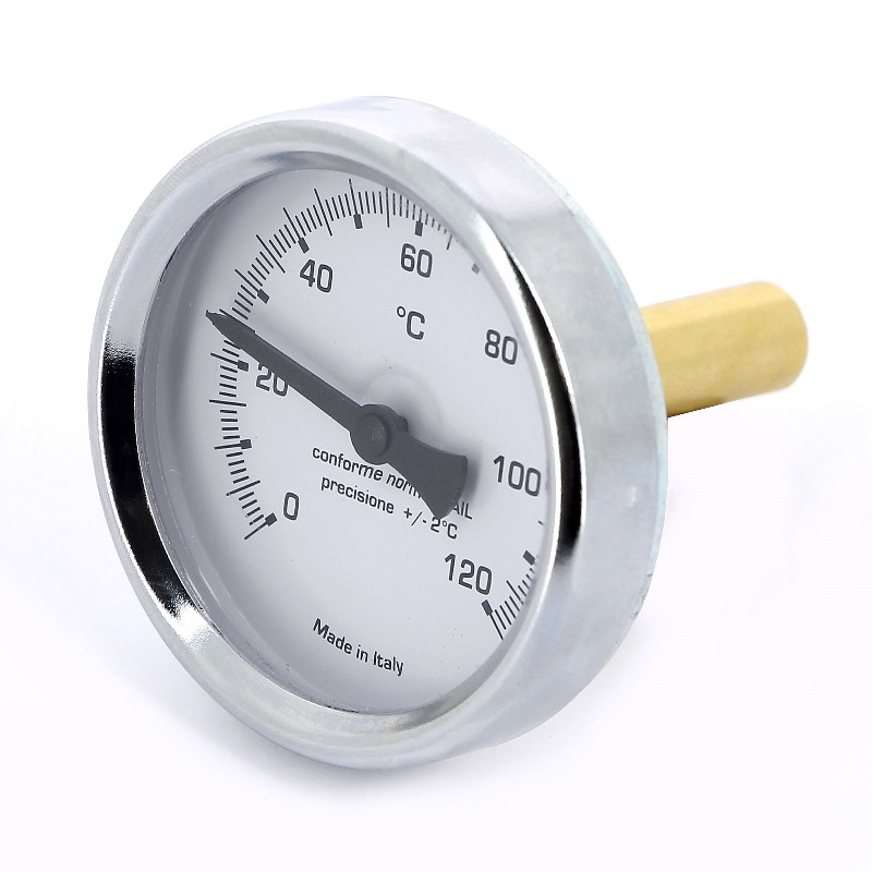 Термометр биметаллический 63мм с погружной гильзой EMMETI 120 град.C гильза 50мм 00610612 - Вид №2