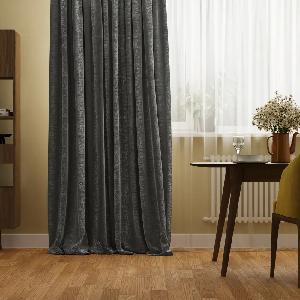 Штора на ленте Inspire Komelo 160x280 см цвет темно-серый 83562084 STLM-2041636 