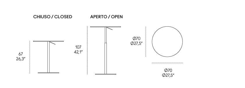 Круглый стол для бистро с регулируемой высотой Casamania & Horm T1-T2-T4 ARCH-00037968 - Вид №2