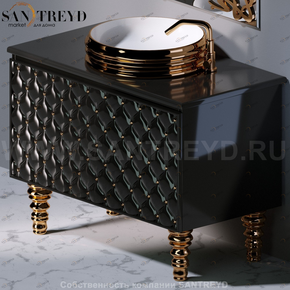 Ящик C290C CLASS с черным фасадом и золотыми вставками AeT ITALIA GLASS C290C104G