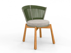 Веревочный и алюминиевый садовый стул со встроенной подушкой без подлокотников