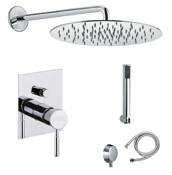 44NN5000 Santan Ravenna, комплект: вер. душ, встройка, руч. душ, шланг, держатель, водоотвод, цвет черный мат