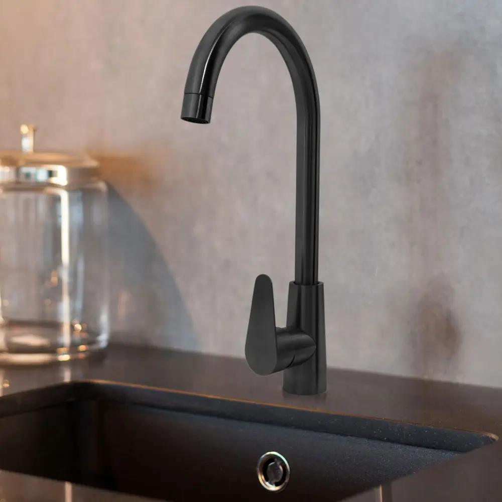 Смеситель для кухни Konsensa 1NI-KS8001 общая высота 36.5 см цвет черный STLM-2020535