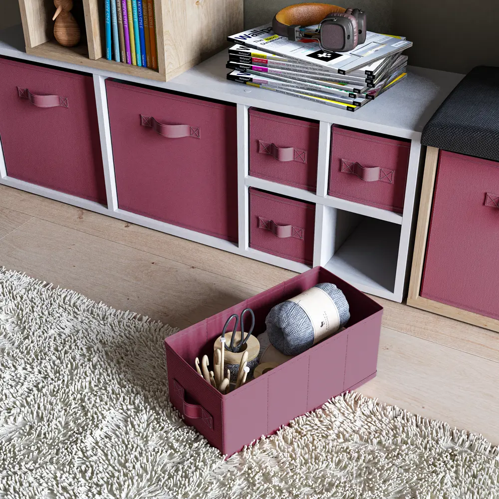 Короб Spaceo KUB Berry 15x31x15 см 6.9 л полиэстер цвет черничный STLM-2056881