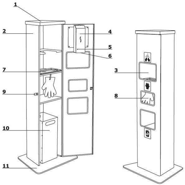 MDD Дозатор для одноразовых устройств / тотем для дезинфекции из металла  Dzw1  - Вид №1