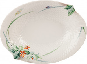 10572280 Meissen Блюдо овальное для гарнира 21,5см "Игра волн, рельеф, дикая флора" Фарфор