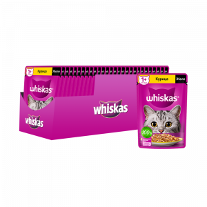 ПР0059366*28 Корм для кошек курица в желе пауч 75г (упаковка - 28 шт) WHISKAS