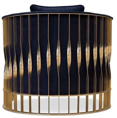 KOKET Кресло из ткани и латуни с подлокотниками Mandy sun-id-1482319 - Вид №4