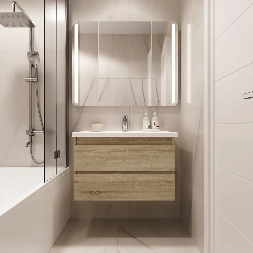 Тумба под раковину подвесная Vigo Matteo 80 см цвет дуб сонома STLM-2090196 - Вид №6