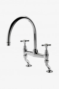 EAKM11 Faucet кухни Gooseneck моста винтажного 2 Easton 2 отверстия, ручки металла перекрестные Waterworks