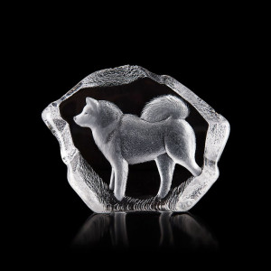 34255 Скульптура из прозрачного хрусталя "Акита-ину" (большая), 150/120 мм. Maleras