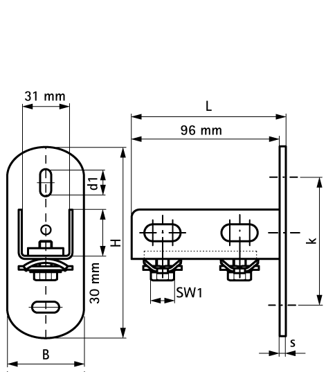 6617210 BIS RapidRail® Stainless Steel Wall Plate fixing to wall, floor or ceiling walraven  - Вид №1