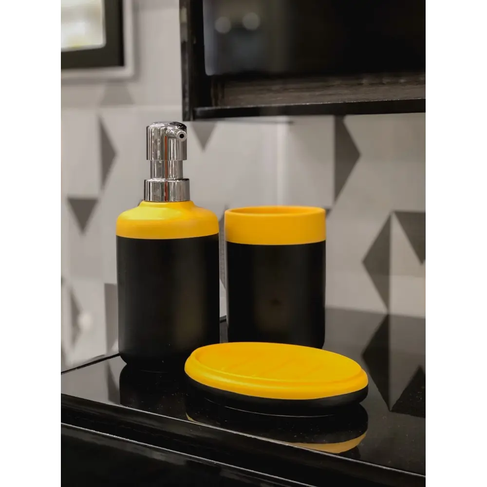 Дозатор для жидкого мыла Keila цвет чёрный/жёлтый SWENSA STLM-2055878 - Вид №1